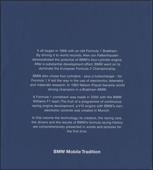 BMW Profiles 6: Formula Racing 1966-2000 back cover