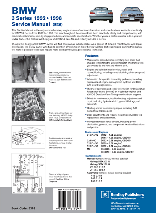 BMW 3 Series (E36) Service Manual: 1992-1998 back cover