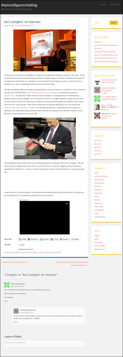 themostlyporscheblog interview - May 13, 2013